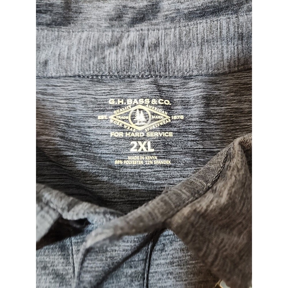 GH Bass Mens Polo Shirt 2XL Navy Blazer Heather Stretch Wicking‎ UPF 50 527D597 - Picture 6 of 10